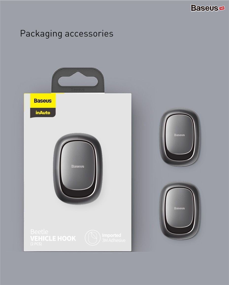 Miếng dán móc treo đa năng Baseus Beetle Vehicle Hook ACGG-JK- Hàng chính hãng