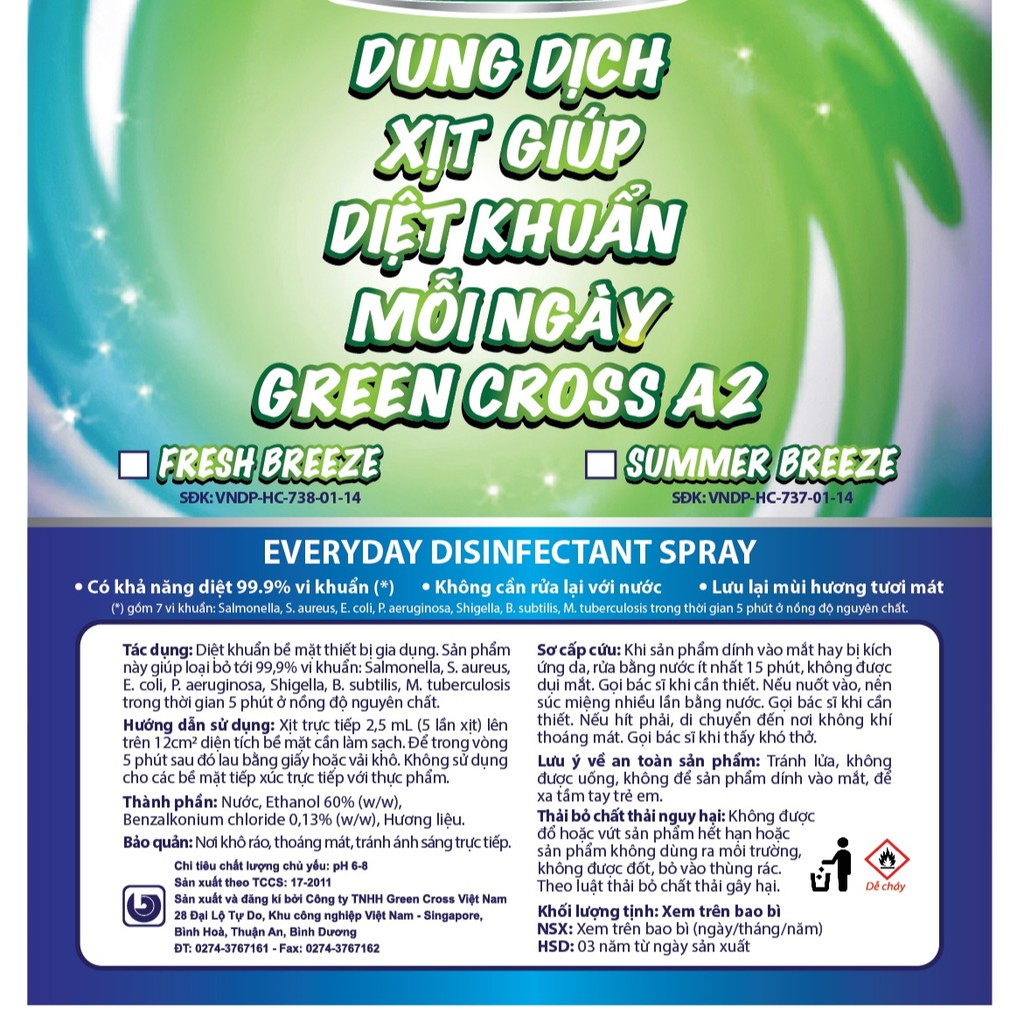 Dung dịch diệt khuẩn bề mặt Green Cross A2 không tỳ vết Can 5L Tiết kiệm