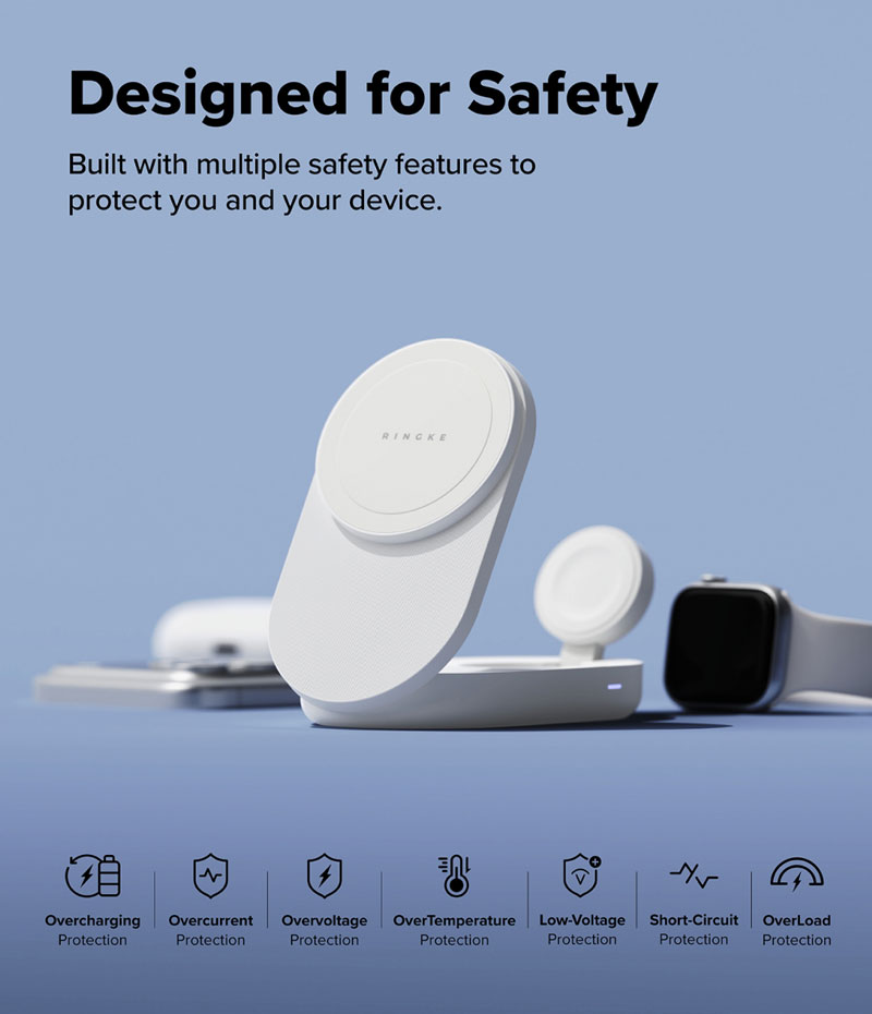 Đế sạc Ringke Stand Qi2 25W 3-in-1 Folding Magnetic Wireless Charger - Hàng Chính Hãng