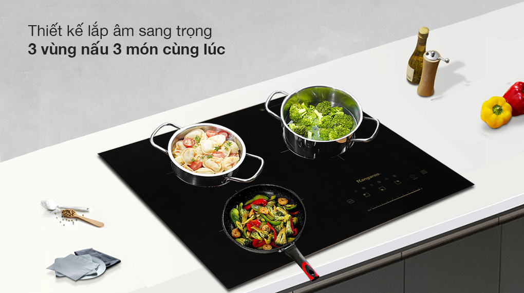 Bếp Từ Hồng Ngoại 3 Vùng Nấu Lắp Âm Kangaroo KG446i - Hàng Chính Hãng