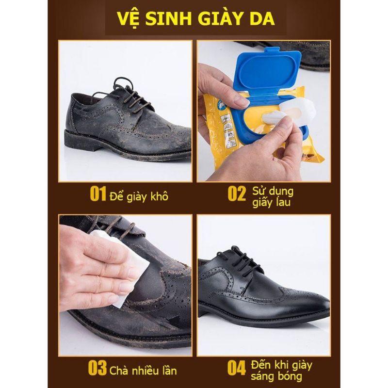 KHĂN GIẤY ƯỚT LAU GIÀY THẦN THÁNH - VỆ SINH GIÀY SẠCH, SÁNG BÓNG