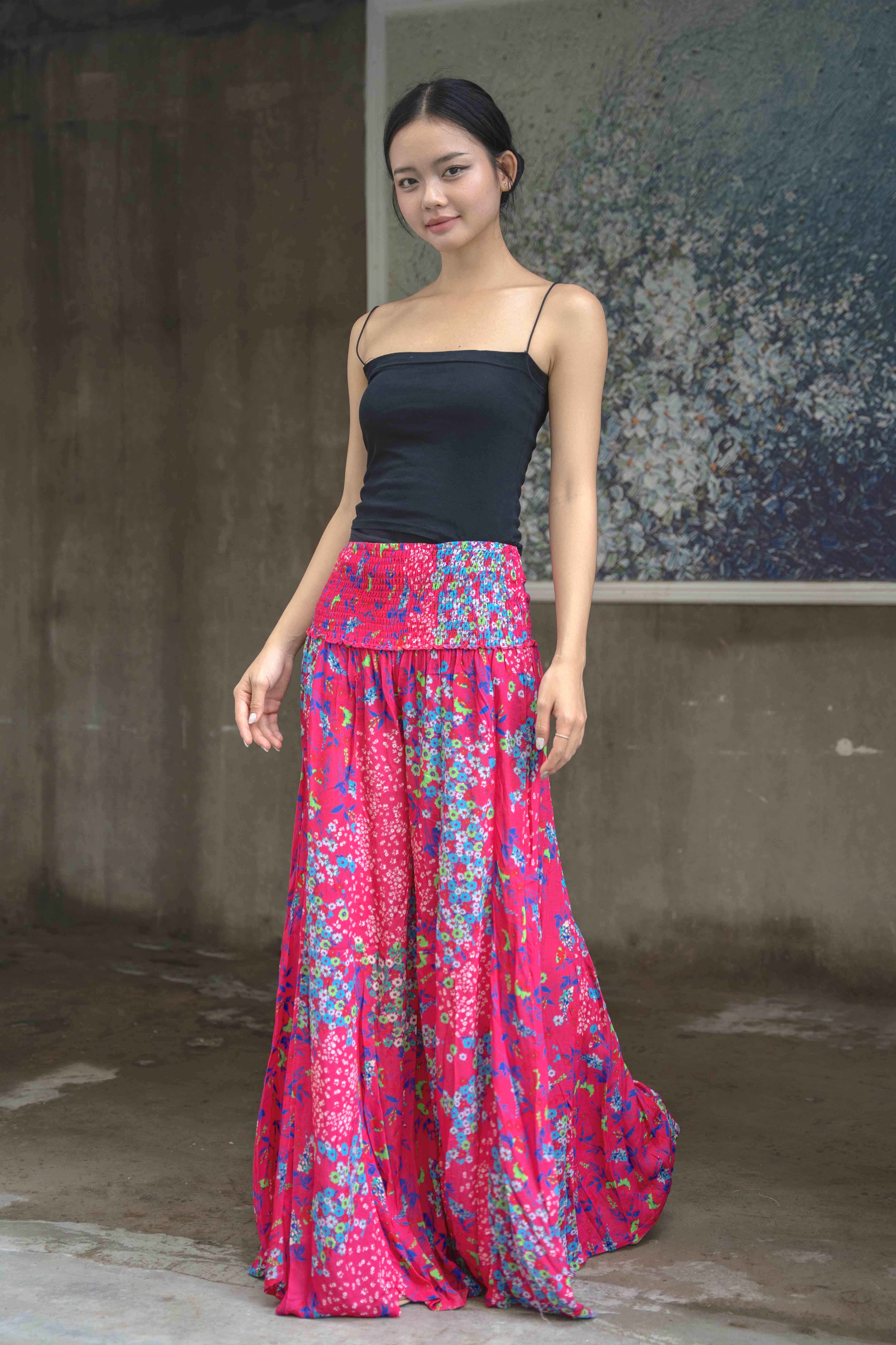 Quần Xòe Hoa Cotton Cao Cấp Luna Llena