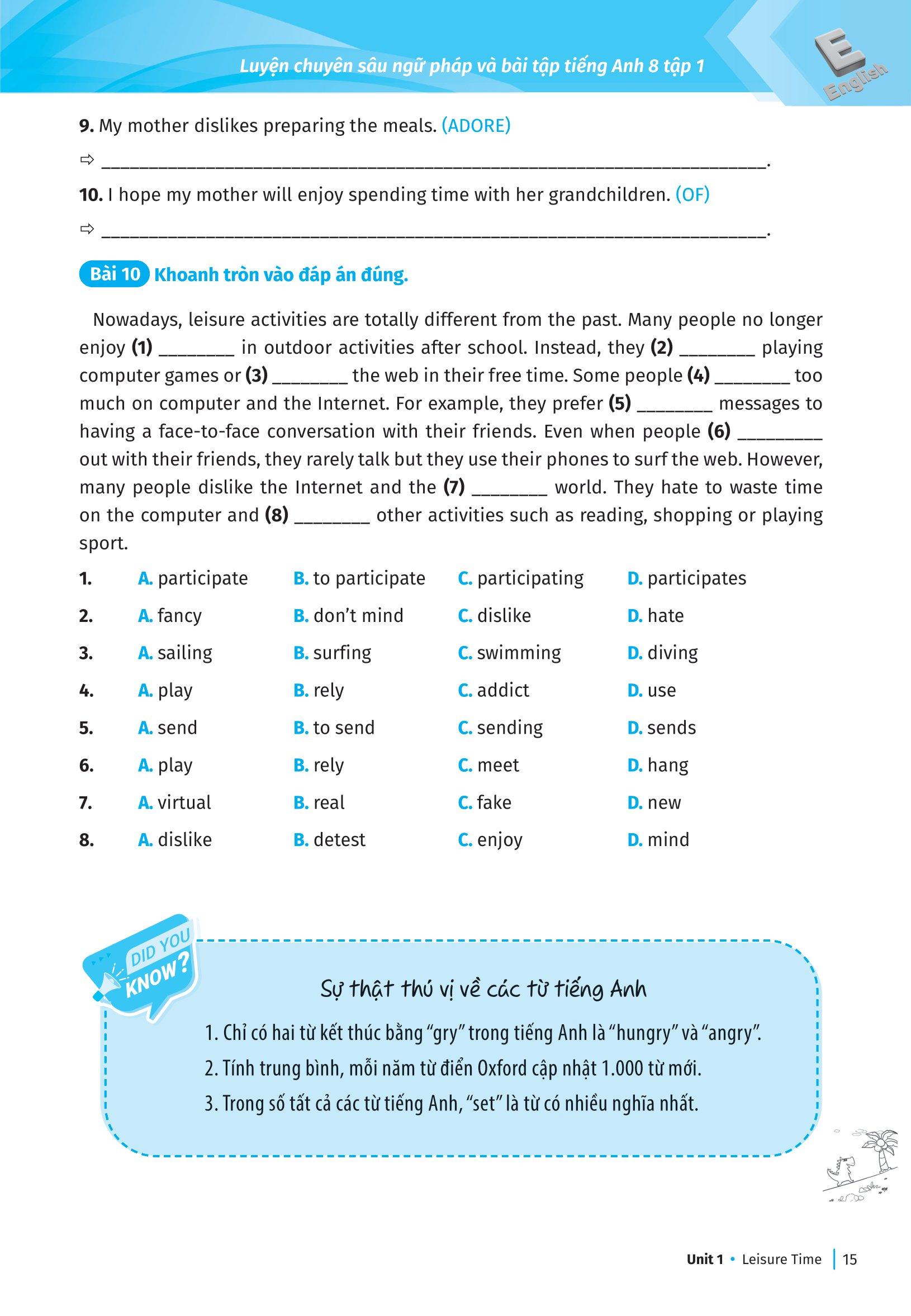 Global Success - Luyện Chuyên Sâu Ngữ Pháp Và Bài Tập Tiếng Anh 8 - Tập 1