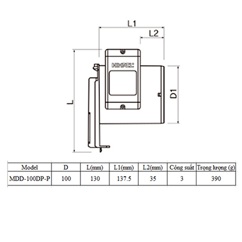 Van ngăn mùi MDD-100DP-P Himpel Hàn Quốc-Hàng chính hãng