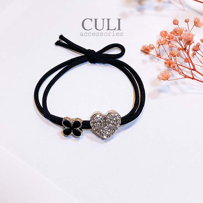 Dây thun cột tóc hình trái tim, cỏ may mắn đính đá xinh xắn Culi.accessories