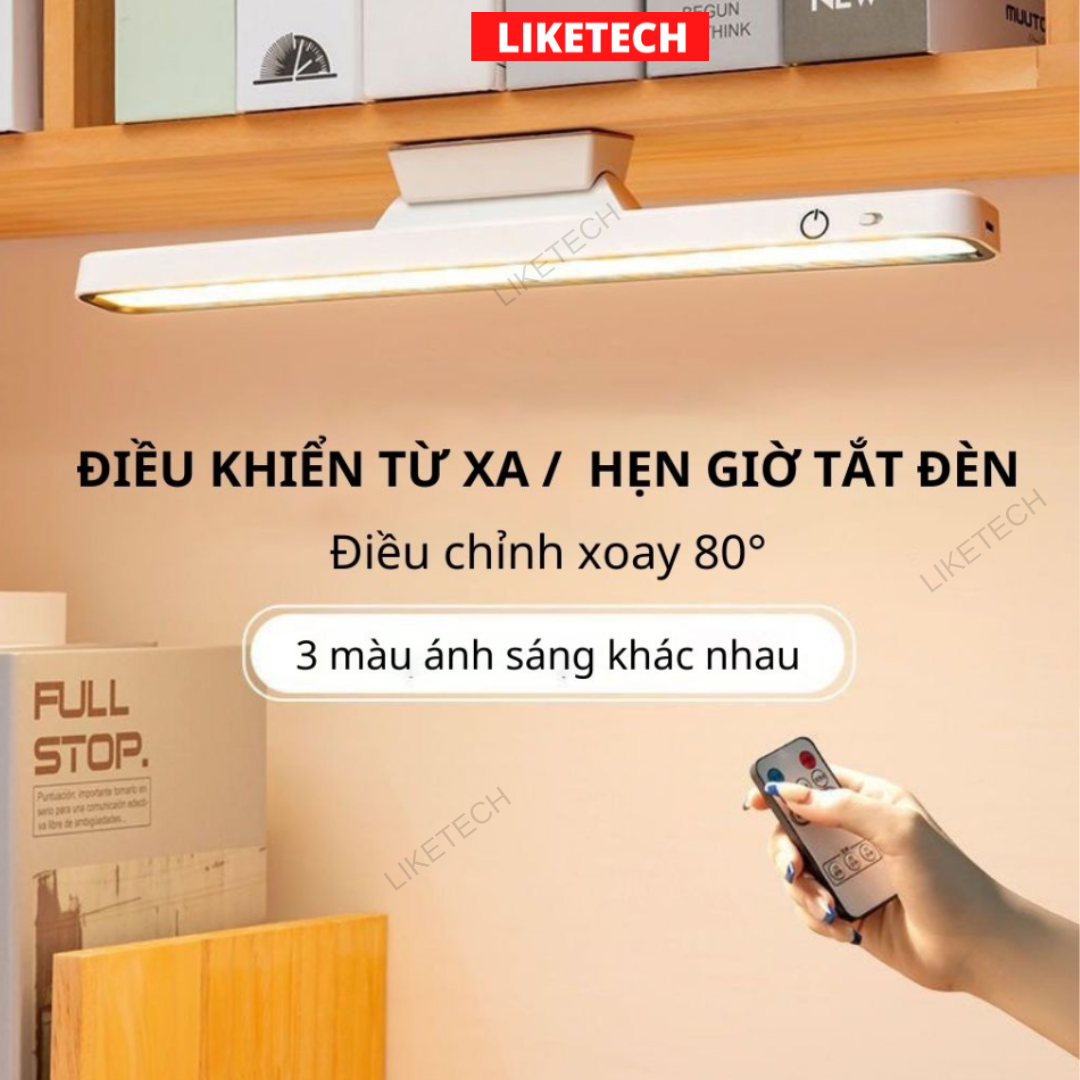 Đèn học chống cận điều chỉnh linh hoạt 32cm, đèn Led gắn bàn học tích điện đa năng điều chỉnh xoay 80 độ Liketech