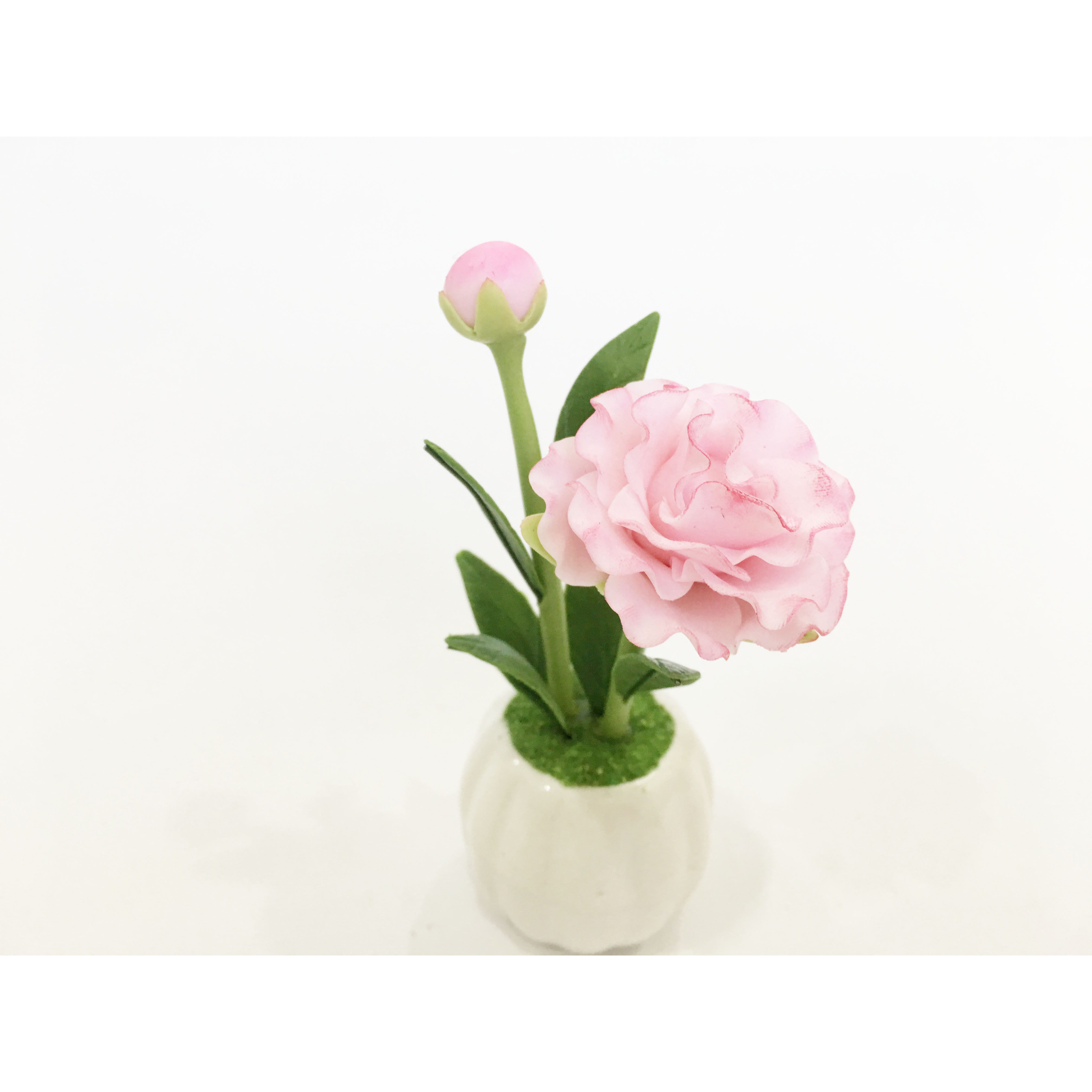 Chậu hoa đất sét mini - Cây hoa mẫu đơn phú quý (phát màu ngẫu nhiên) - Quà tặng trang trí handmade