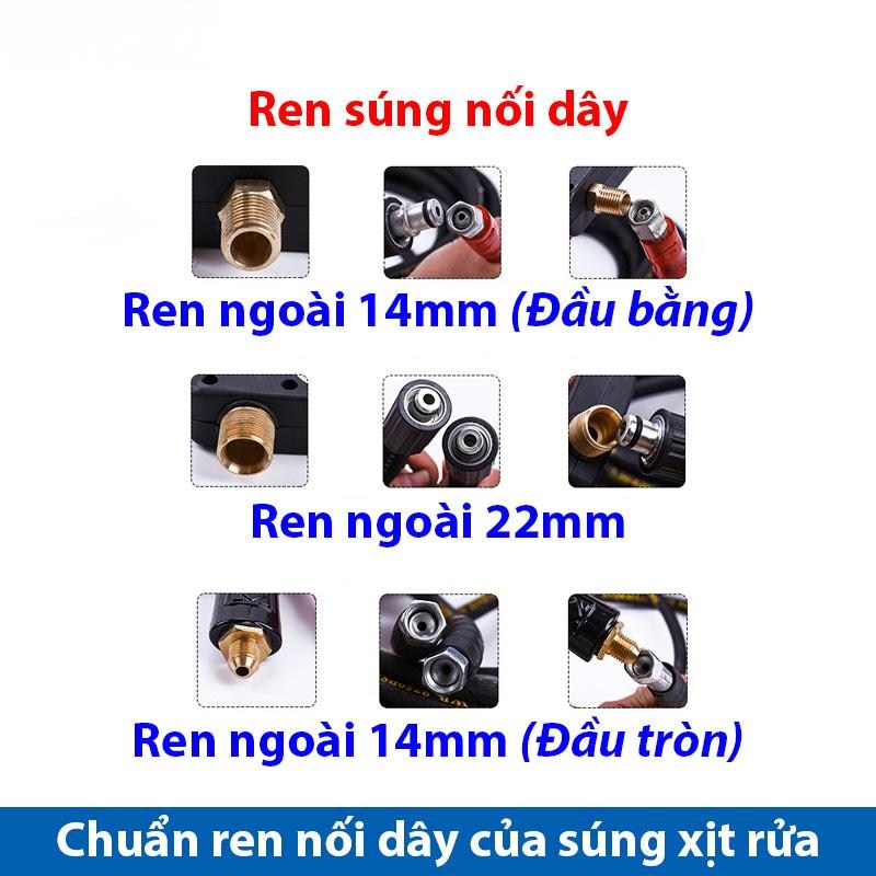 Dây Rửa Xe Cao Áp Cho Máy Xịt Rửa Áp Lực - Ren Trong 22mm
