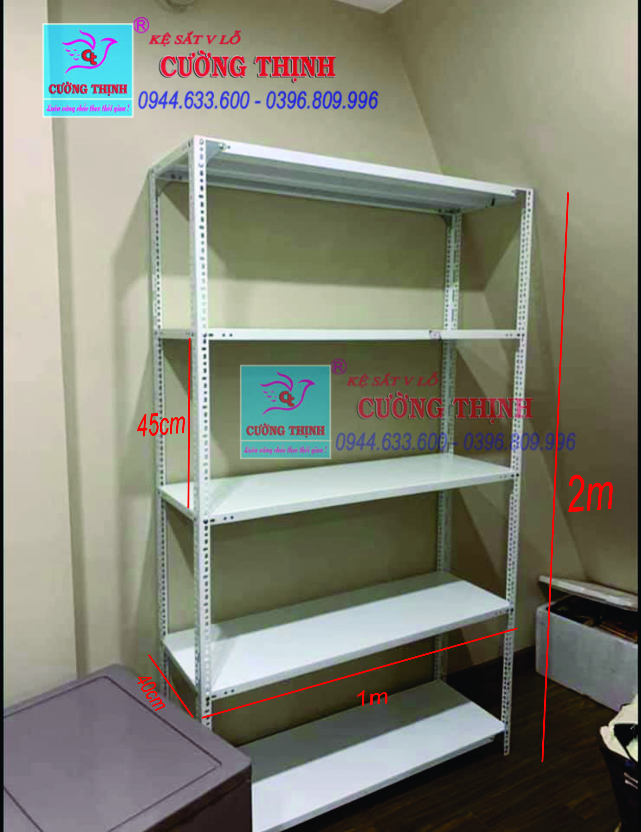 Sắt V lỗ (V3.5 màu Trắng dài 2m, dày 1,6mm) - Lắp ráp kệ sắt đa năng