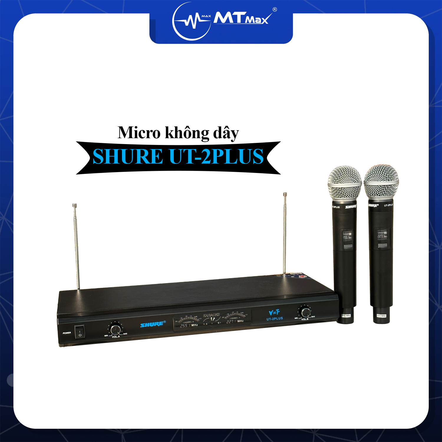 Micro không dây UT-2Plus - Điều Chỉnh 2 Micro Riêng Biệt, Âm Thanh Chất Lượng, Karaoke, Hội Nghị Giá Rẻ. Hàng Chính Hãng