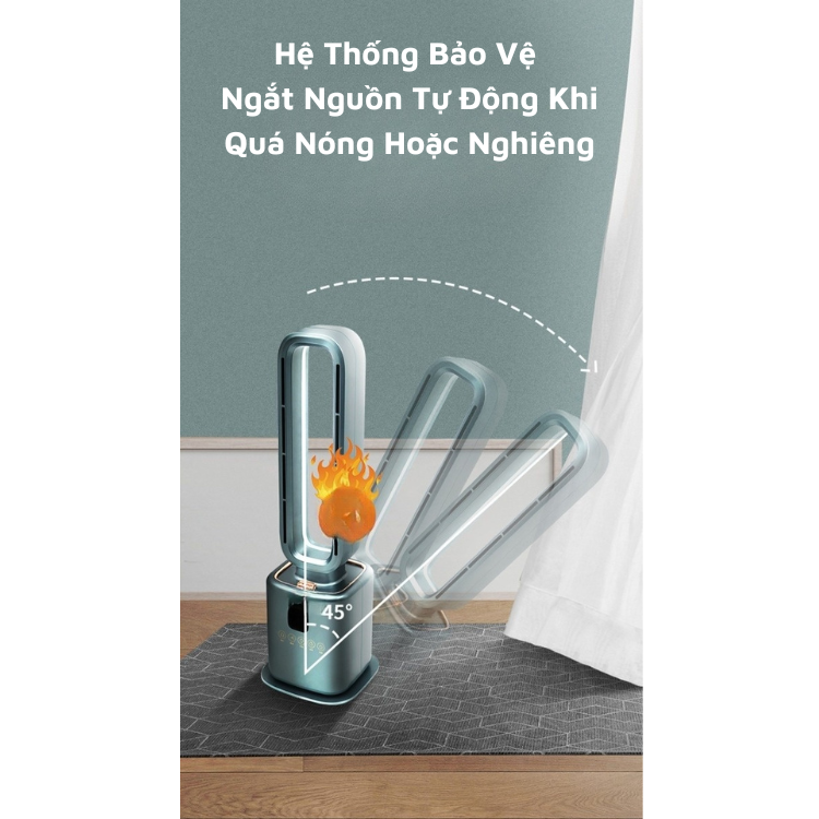 Quạt Không Cánh 2 Chiều Sưởi Mát Kèm Điều Khiển Từ Xa, Quạt Sưởi Thông Minh Thế Hệ Mới