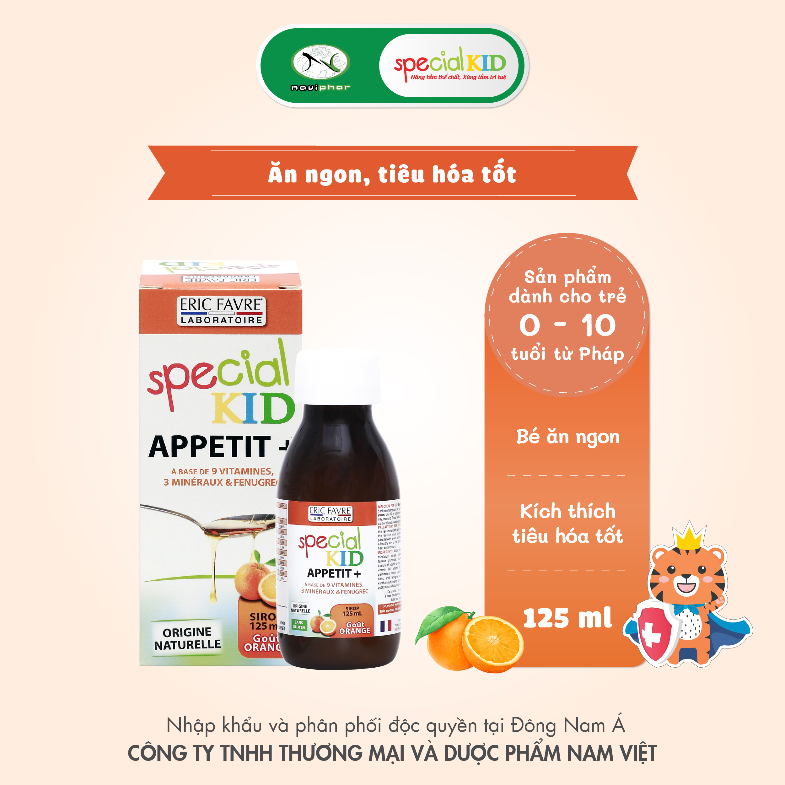 TPBVSK Special Kid Appetit+ Bổ sung các loại Vitamin và Khoáng chất - Hỗ trợ tiêu hóa tốt, giúp bé ăn ngon miệng (125ml)[Siro – Nhập khẩu Pháp]