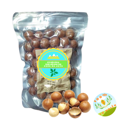 Đặc Sản Kon Tum - 500G Hạt Mắc Ca Đăk Lăk Sấy Nứt Vỏ Dạng Túi Có Hút Chân Không - OCOP 3 Sao