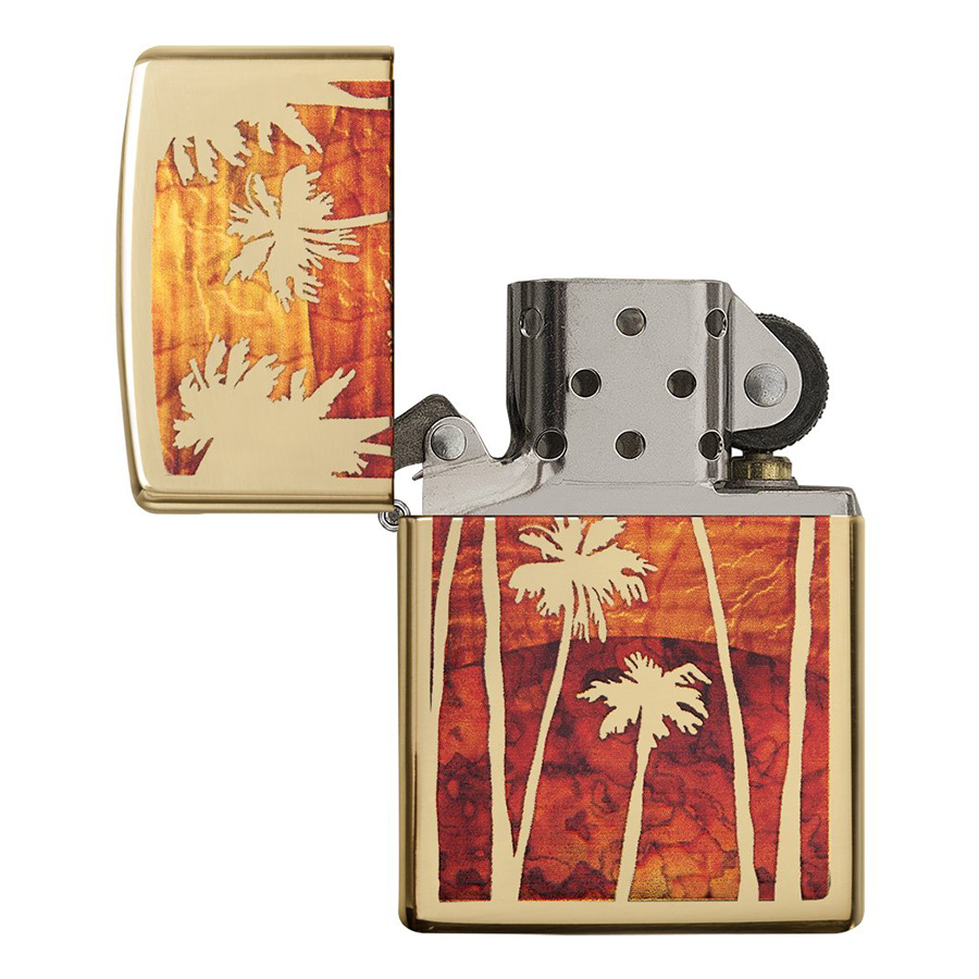 Bật Lửa Zippo 29420 - Palm Tree Sunset High Polish Brass