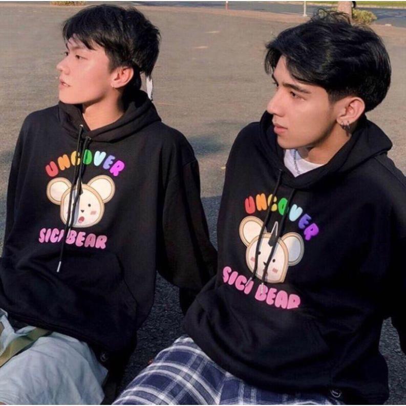 Áo khoác hoodie nỉ Không Xù lông Dành Cho Nam Cho Nữ Có Mũ Chất Nỉ Form rộng Unisex Sici Bear