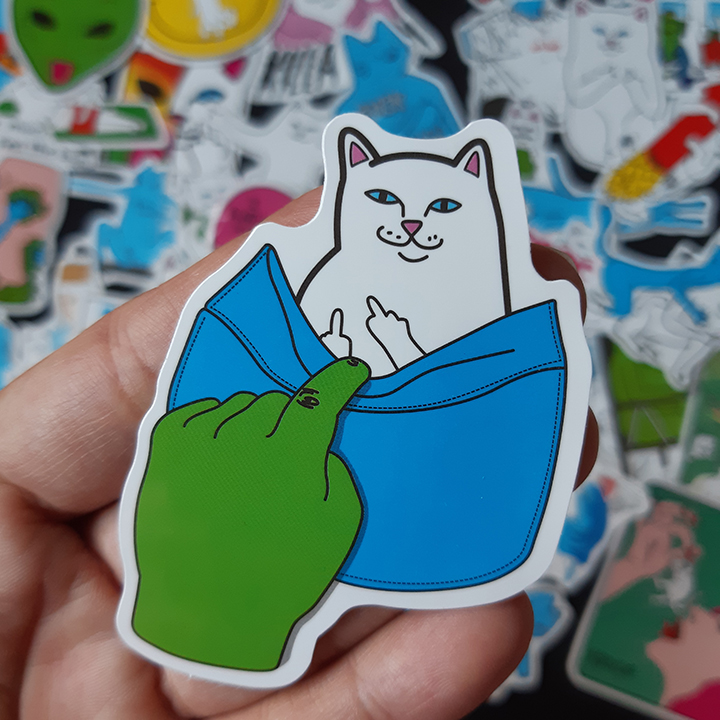 Bộ Sticker dán cao cấp chủ đề MÈO RIPNDIP - Dùng dán Xe, dán mũ bảo hiểm, dán Laptop...