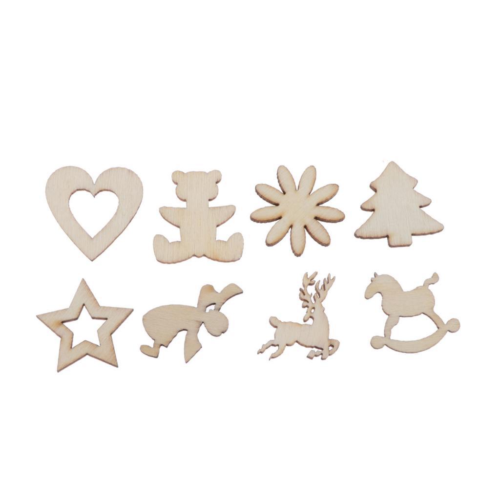 50 Miếng Gỗ Gỗ Tôn Dáng Mặt Dây Chuyền Xmas Đồ Trang Trí Trang Trí
