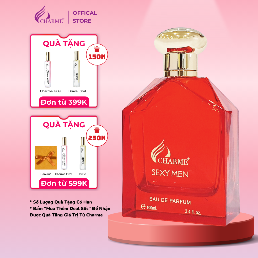 Nước hoa nam quyến rũ, Charme Sexy Men, dòng nước hoa lưu hương lâu, nam tính dành cho quý ông, 100ml