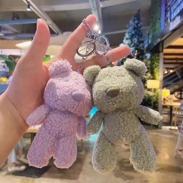 Móc khóa gấu bông hình chú gấu lông xù móc khóa trang trí balo túi xách cặp kích thước 10cm