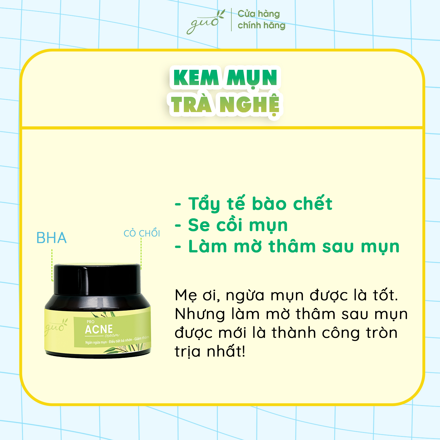 Kem mụn tràm trà nghệ GUO 30g