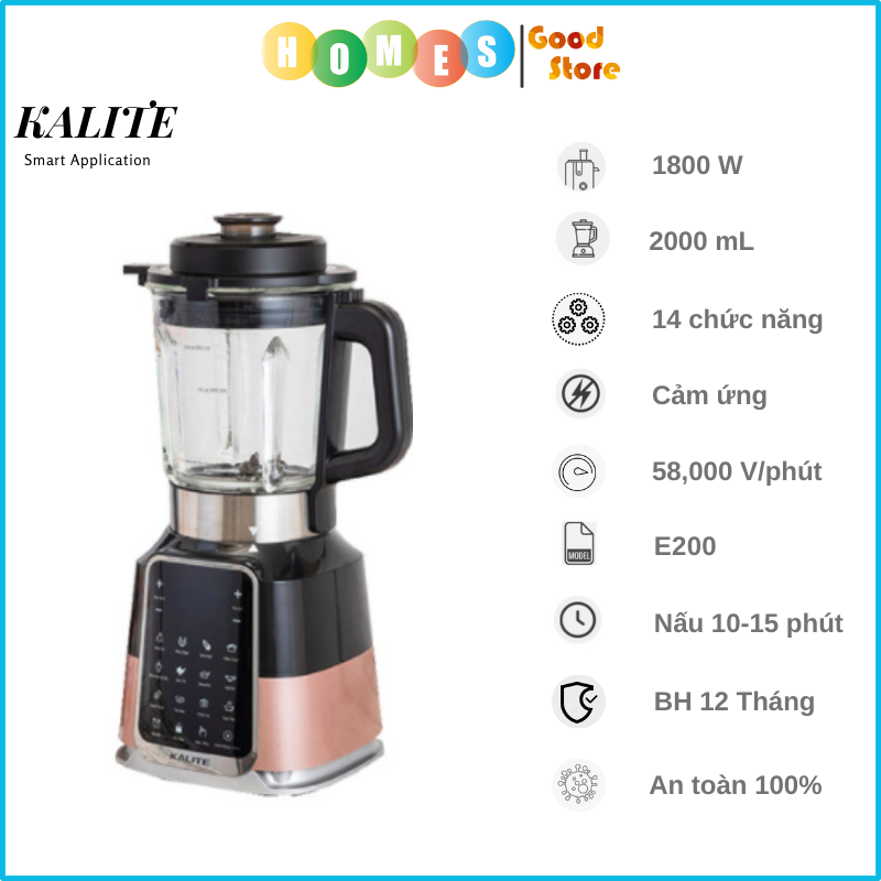 Máy Làm Sữa Hạt Và Sinh Tố Đa Năng KALITE E-200 180W 2L- Hàng Chính Hãng