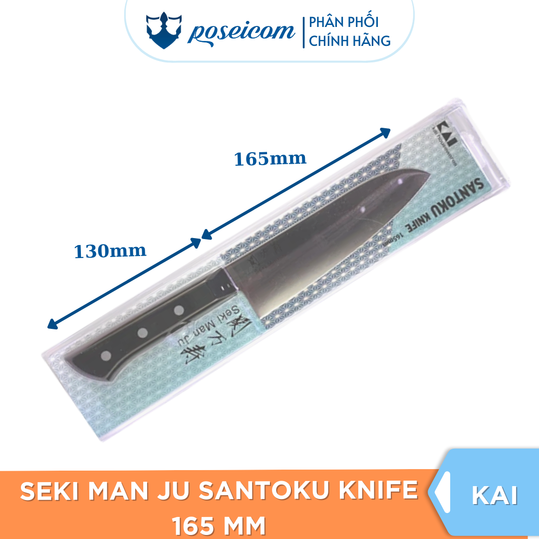 Dao Bếp Nhật Đa Năng Size Lớn Seki Manju Santoku knife 165mm Kai Kitchen Poseicom 4901601002669