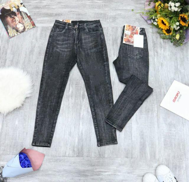 Quần Jeans Nữ Baggy Khói Lưng Cao