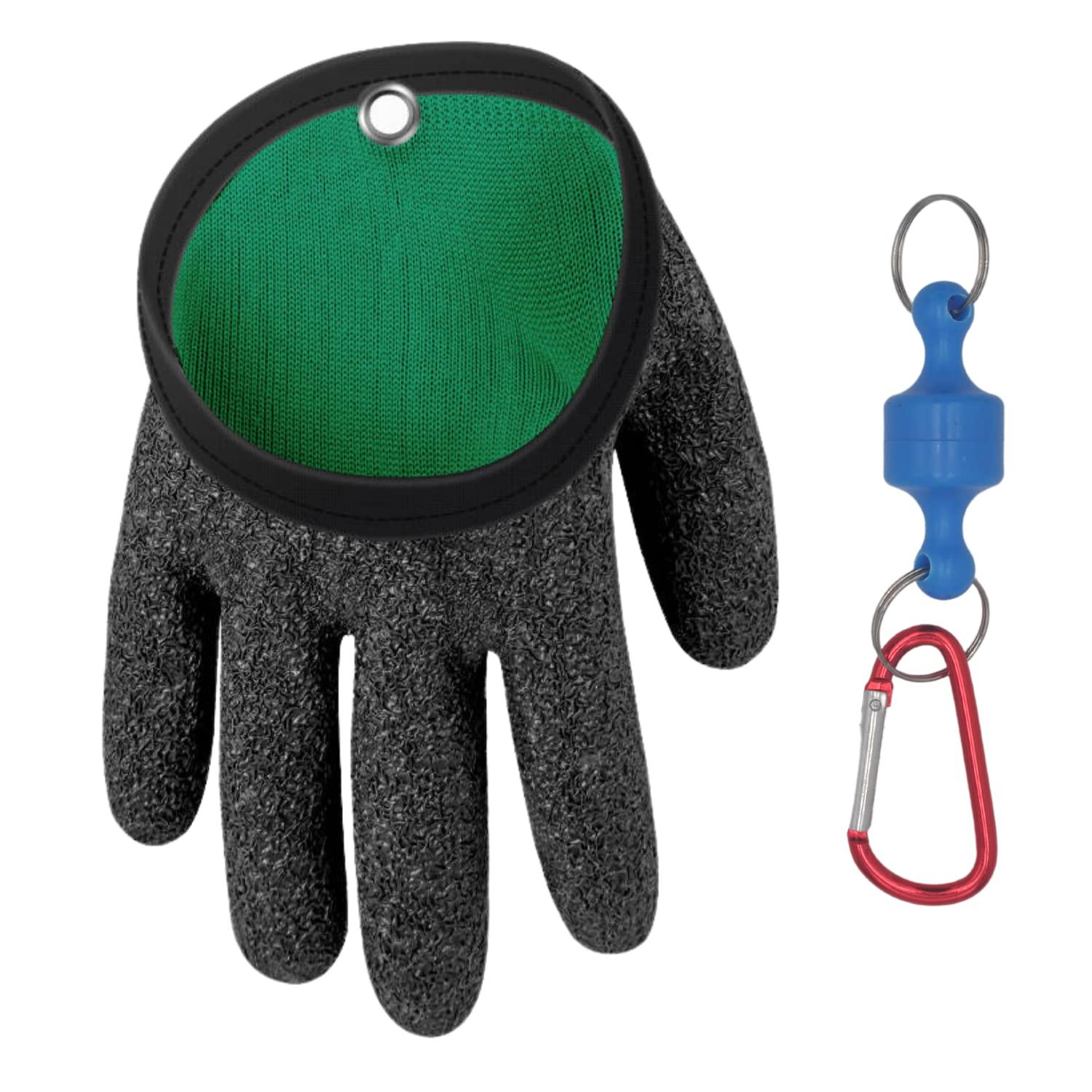 Găng tay câu cá từ câu cá săn mồi với găng tay chống nước và đóng găng tay  để bảo vệ chống cắn và xử lý an toàn Pike, Catfish, Pikerch