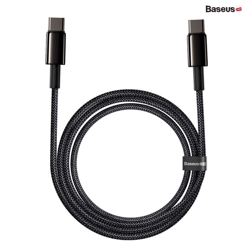 Cáp sạc nhanh Baseus Tungsten Gold Fast Charging Data Cable Type C to Type C 100W CATWJ  - Hàng chính hãng