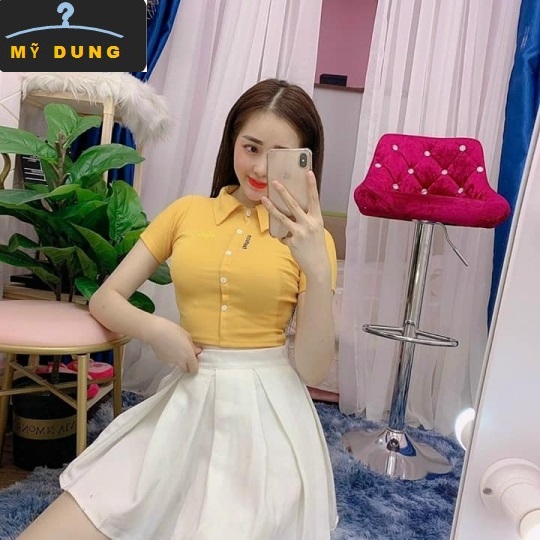 ÁO CORTOP BODY CỔ SƠ MI NÚT GIẢ- SIÊU CƯNG
