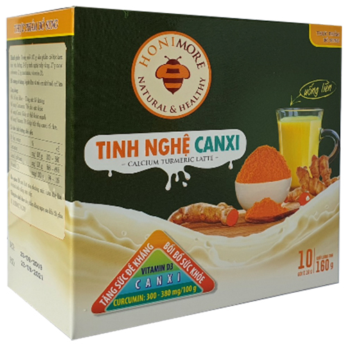 Tinh Nghệ Canxi Honimore (160g) 3 trong 1 - 10 gói Thơm ngon, dễ uống