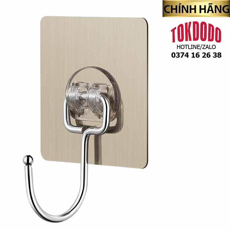 Móc dán tường inox 304 chịu lực, miếng dán tráng bạc siêu dính, móc dán chịu lực loại tốt chính hãng TOKDODO