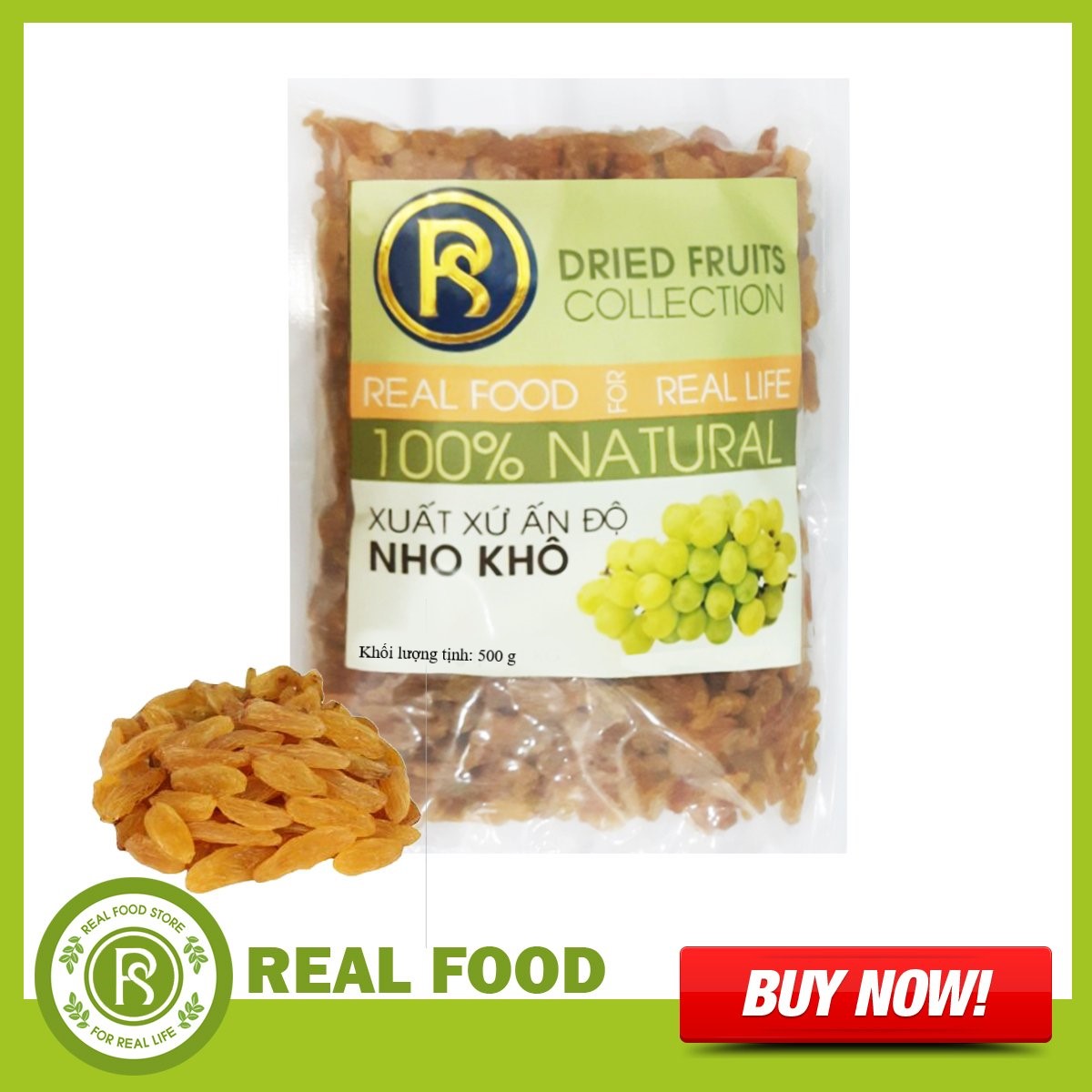 Túi Nho Khô Vàng REAL FOOD STORE