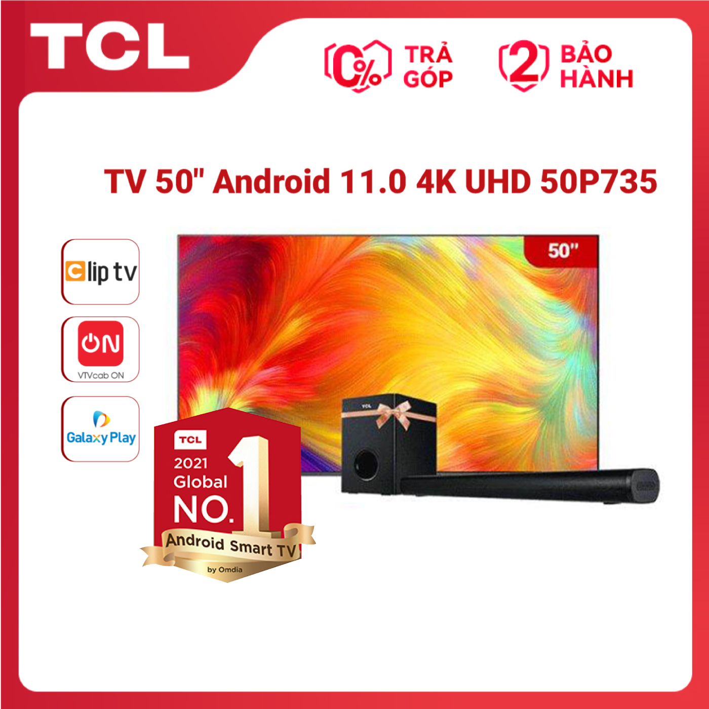 [SẢN PHẨM MỚI] GOOGLE TV 4K HDR TCL 50P735 - HDR, Dolby Vision/Atmos, MEMC, OK Google - Bảo Hành 2 Năm - Hàng chính hãng