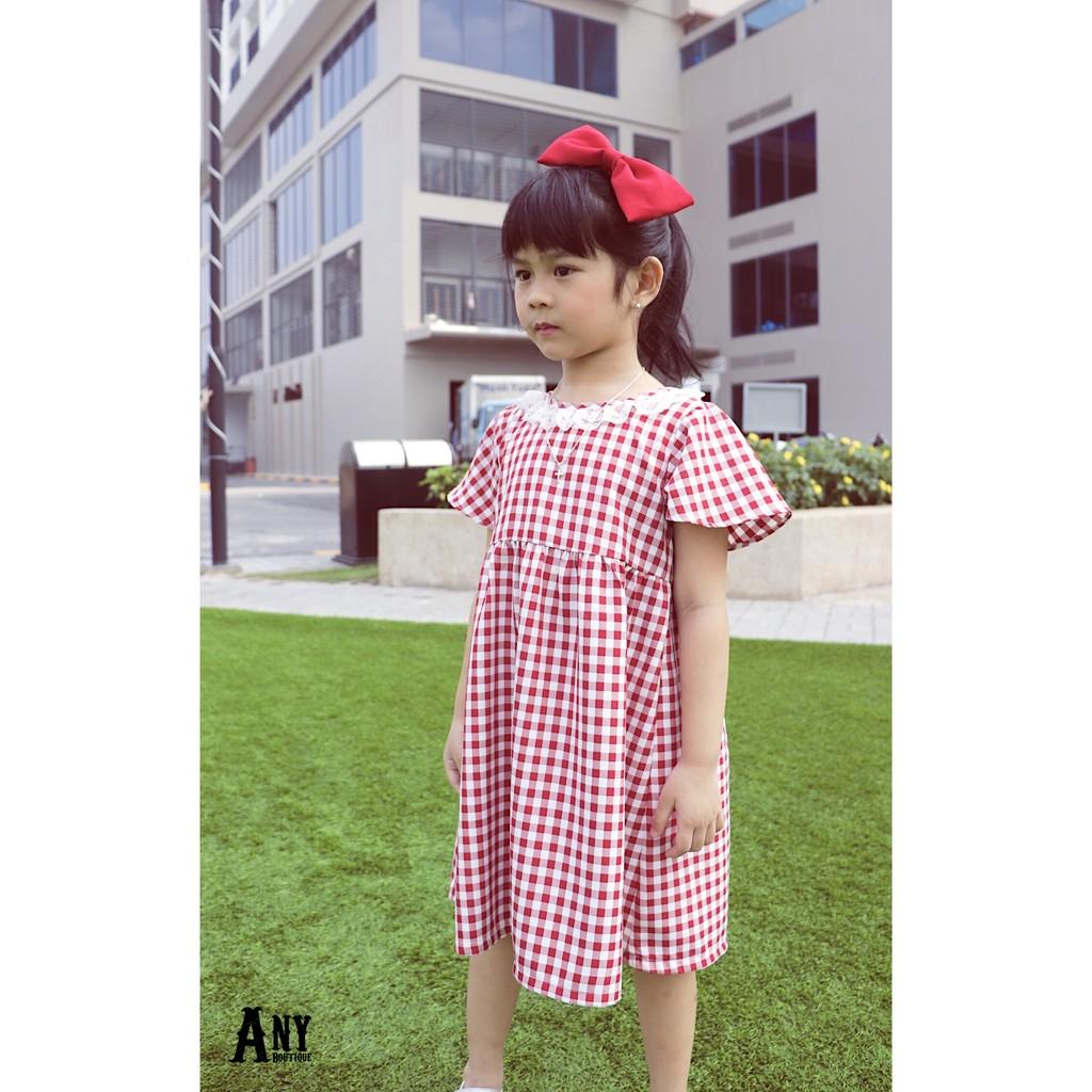 ĐẦM CARO ĐỎ PHỐI REN XINH XẮN CHO BÉ