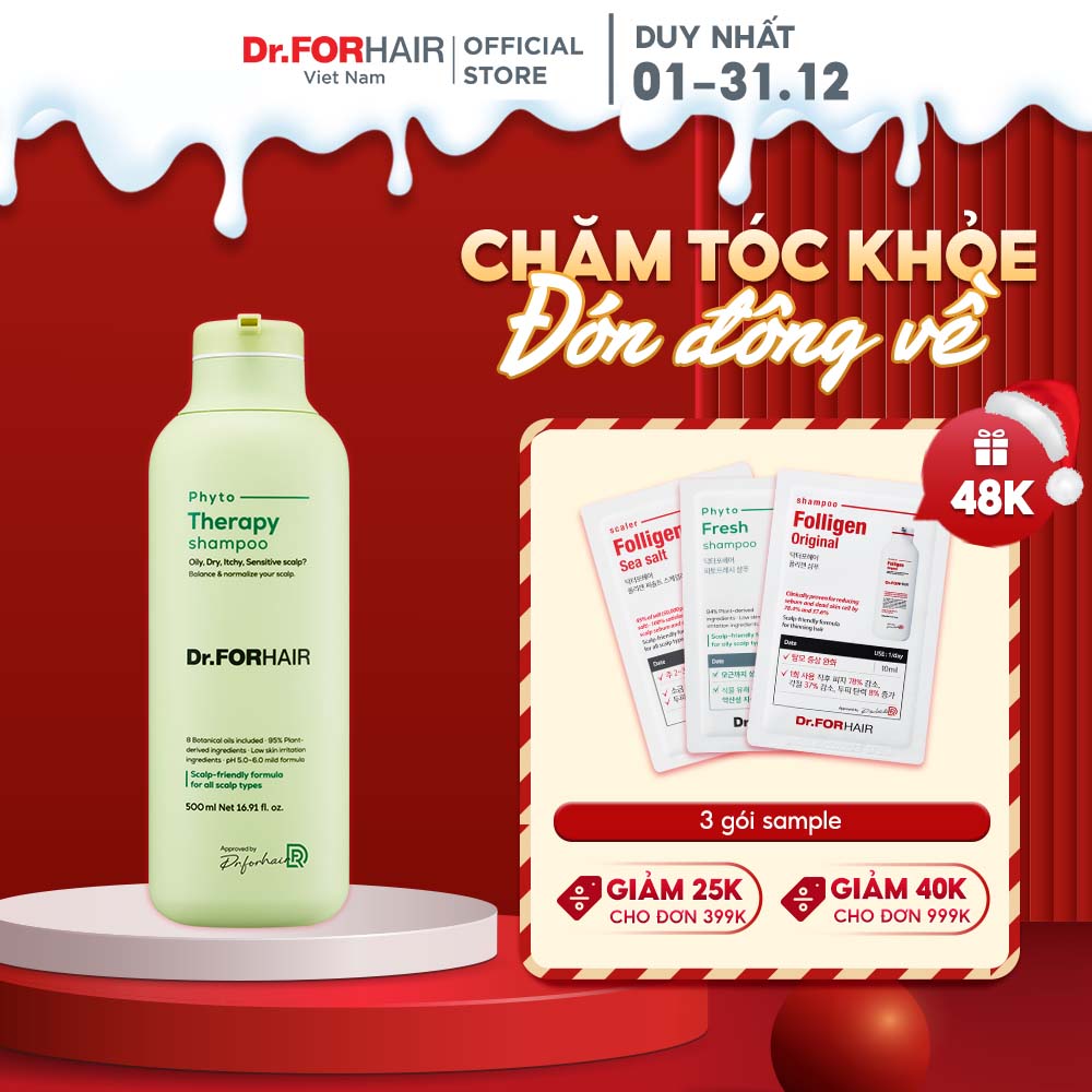 Dầu gội CHO DA NHẠY CẢM, chiết xuất thực vật an toàn và dịu nhẹ Dr.FORHAIR Hàn Quốc Phyto Therapy Shampoo