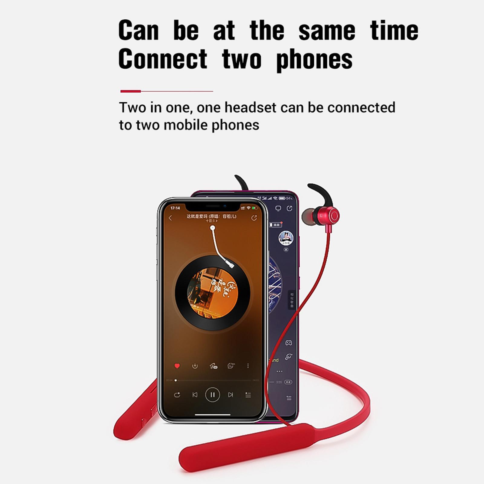 Wireless Bluetooth Earphone Neckband Noise Cancelling for Running Red