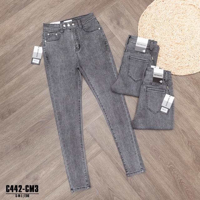 QUẦN JEANS 2 nút CẠP SIÊU CAO VẢI ĐẸP CO GIÃN