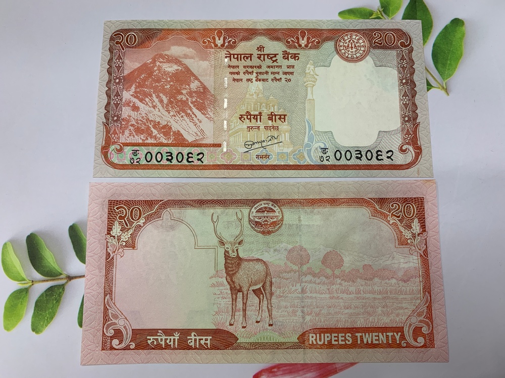 Tiền 20 Rupees Nepal hình núi Himalaya - tặng phơi nylon bảo quản tiền