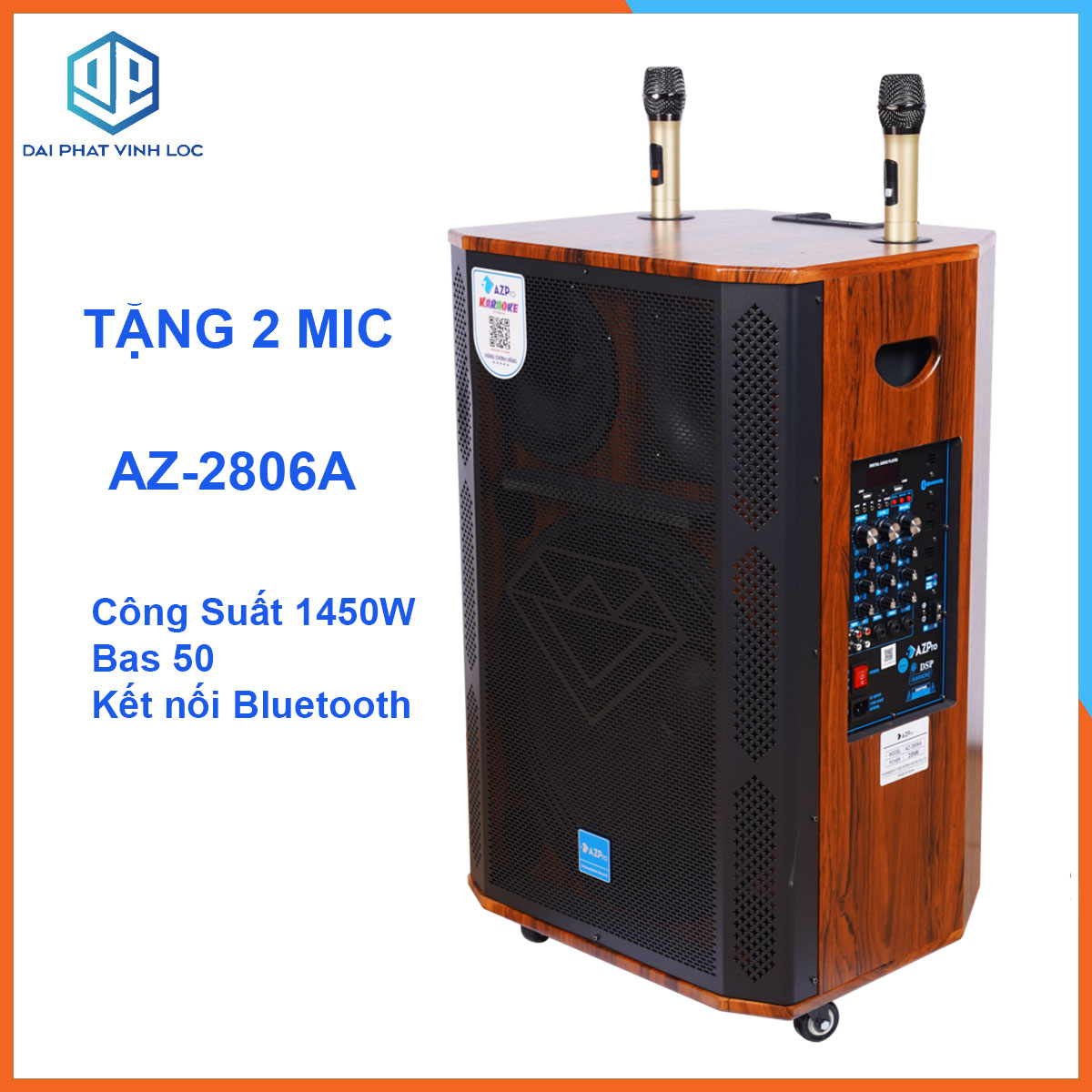 Loa Kéo Karaoke Công Suất Lớn 1450W| Loa Kéo Giá Rẻ AZ-2806A Bas 50 (3 ĐT)| Loa Kéo Bluetooth Đọc Được Usb Tặng 2 Micro Chống Hú | Loa Kẹo Kéo Cao Cấp| Loa Kéo Hát Karaoke Hay Nhất