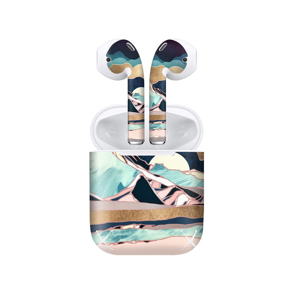 Miếng dán skin chống bẩn cho tai nghe AirPods in hình giả sơn mài - GSM007