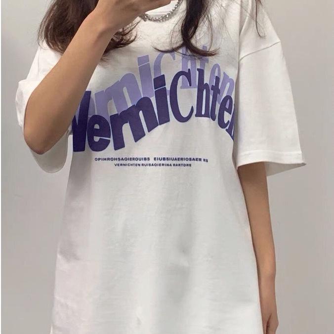 Áo thun tay lỡ form rộng - phông nam nữ cotton oversize - T shirt Vernichten xanh dương - 2N Unisex