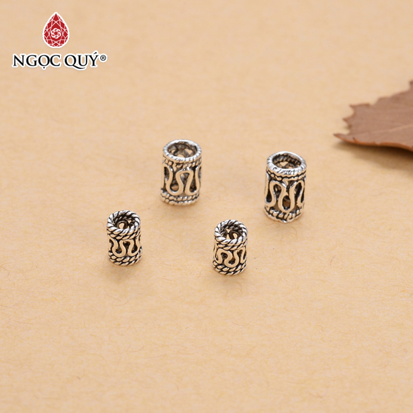 Charm chặn hạt họa tiết hoa văn - Ngọc Quý Gemstones