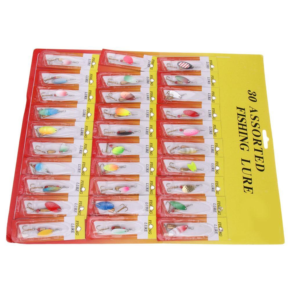 30pcs Colorful Metal Spinners Baits Bass Crankbaits Spoon Fishing Lures