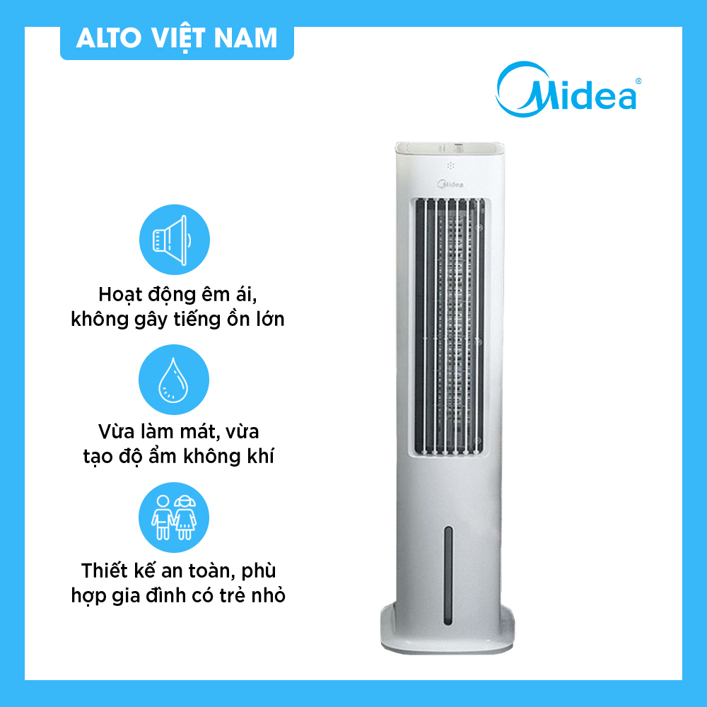 Máy làm mát không khí MIDEA AAD10AR quạt hơi nước hơi đá quạt máy lạnh Có điều khiển Chạy êm không gây ồn Hàng chính hãng