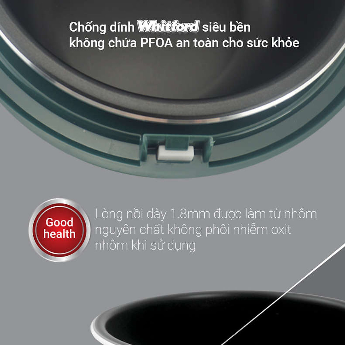 Nồi Cơm Điện Nắp Gài Ủ Ấm 3D Cao Cấp Kalpen R2, Dung Tích 1.2L, Chống Dính Whitford, Quai Xách Tiện Lợi, Thương Hiệu Đức - Hàng chính hãng