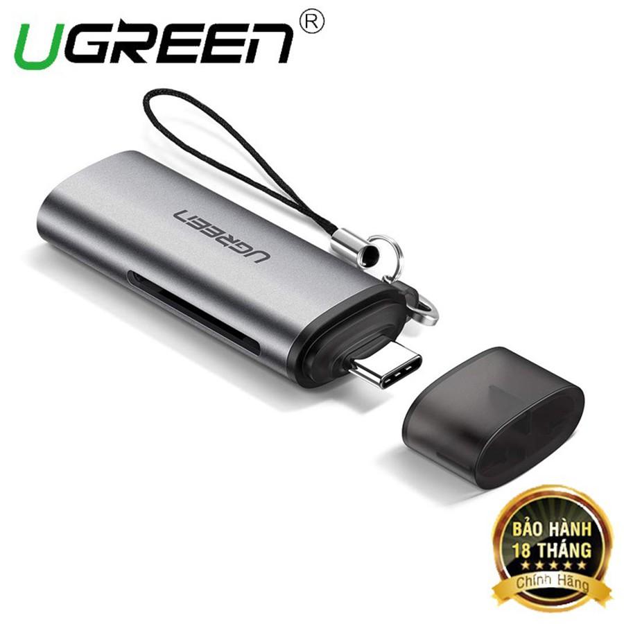 Đầu đọc thẻ nhớ SD/TF Ugreen 50704 chuẩn USB Type C cao cấp - Hàng Chính Hãng