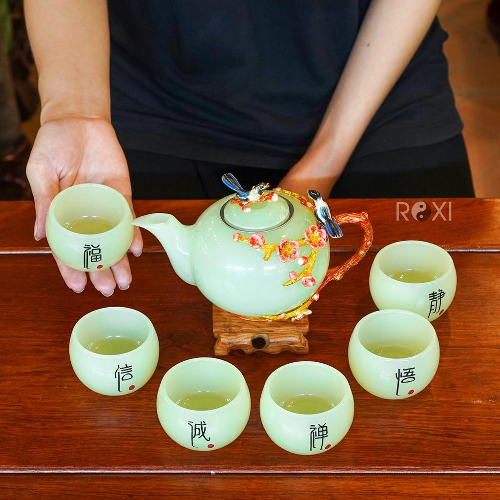 Bộ ấm trà đá màu xanh