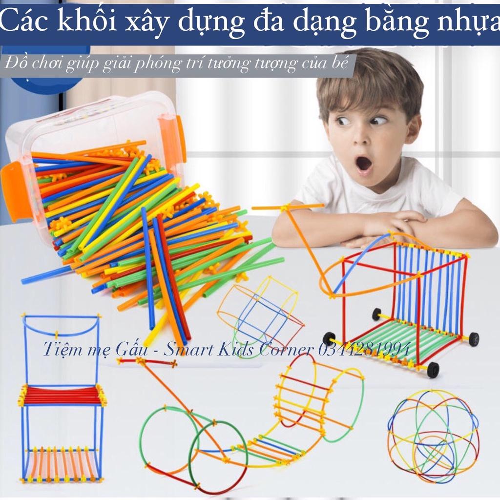 ĐỒ CHƠI GIÁO DỤC HOT NHẤT 2023BỘ GHÉP HÌNH QUE ỐNG HÚT 4D STRAW BUILDING BLOCK CHO BÉ ĐƯỢC GIẢI PHÓNG TRÍ TƯỞNG TƯỢNG