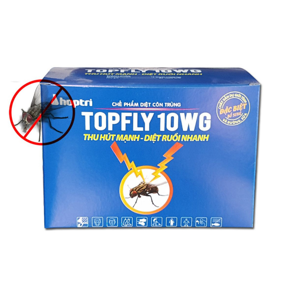 Thuốc diệt ruồi TOPFLY 10WG THU HÚT MẠNH – DIỆT RUỒI NHANH ( Gói 20g ) | Dietcontrung.online24h